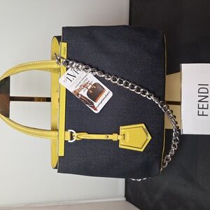 Fendi Petit Toujours 2-way tote vintage 2010s- Denim/Leather -Karl Lagerfeld Era